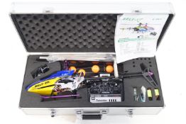 An E-Sky remote controlled helicopter, in aluminium original case, with instructions,