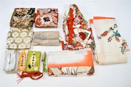 Three Japanese kimonos with three obe,