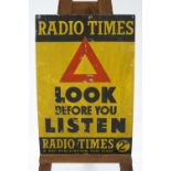 An enamelled aluminium advertising sign for The Radio Times,