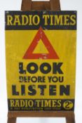 An enamelled aluminium advertising sign for The Radio Times,