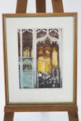 M S Murray Whatley, The Rehearsal, Wells Cathedral, etching, signed , titled and numbered 4/100,
