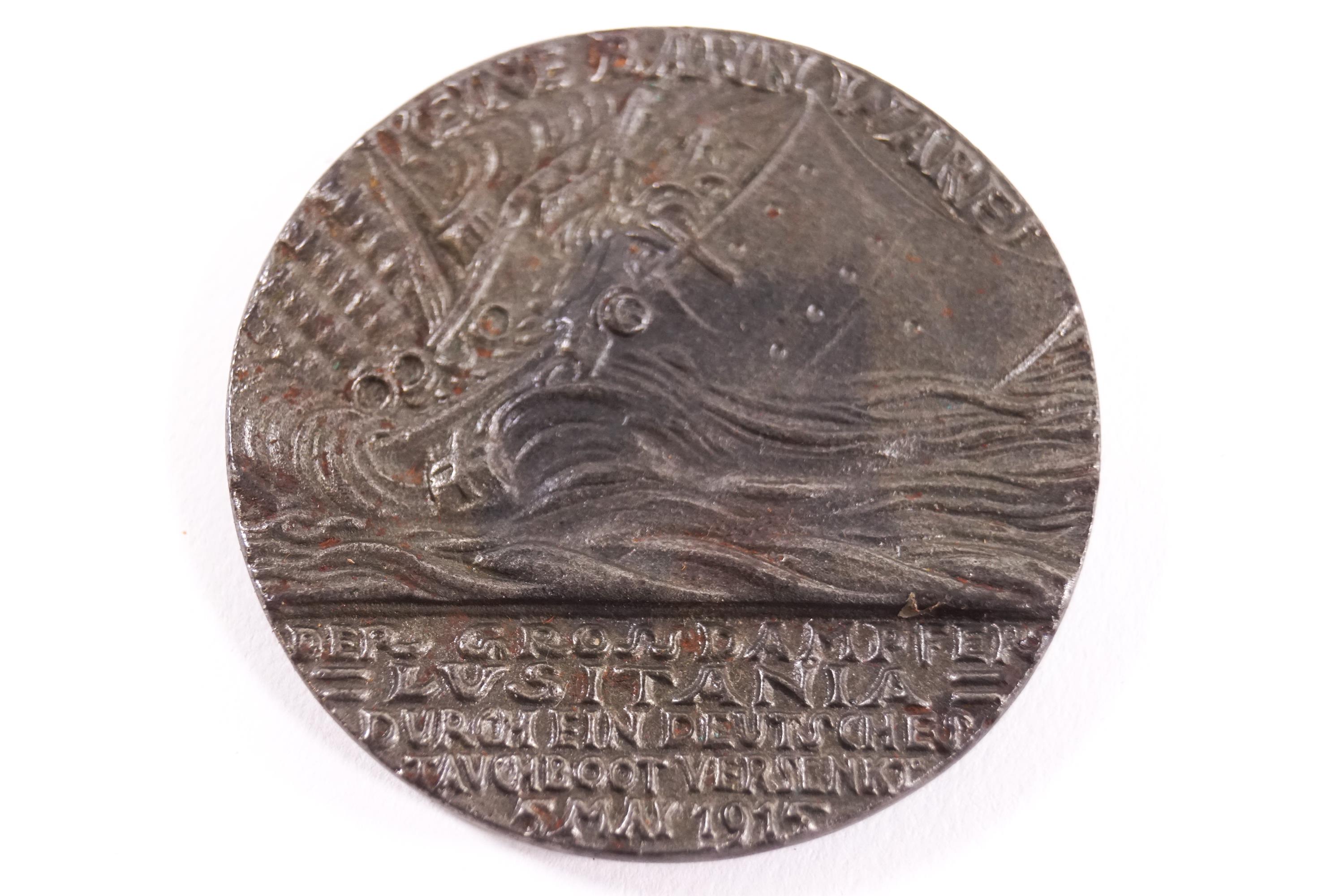 A Lusitania medal (replica) commemorating her sinking in 1915, in original box - Image 2 of 3