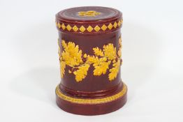 A Wedgwood majolica garden seat of columnar form,