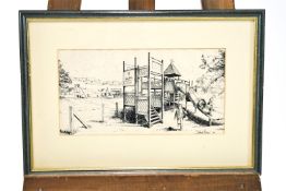 David Fisher, Radstock Linear Park, pen and ink, signed lower right and dated '88,