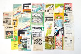 A box of football/rugby programmes,