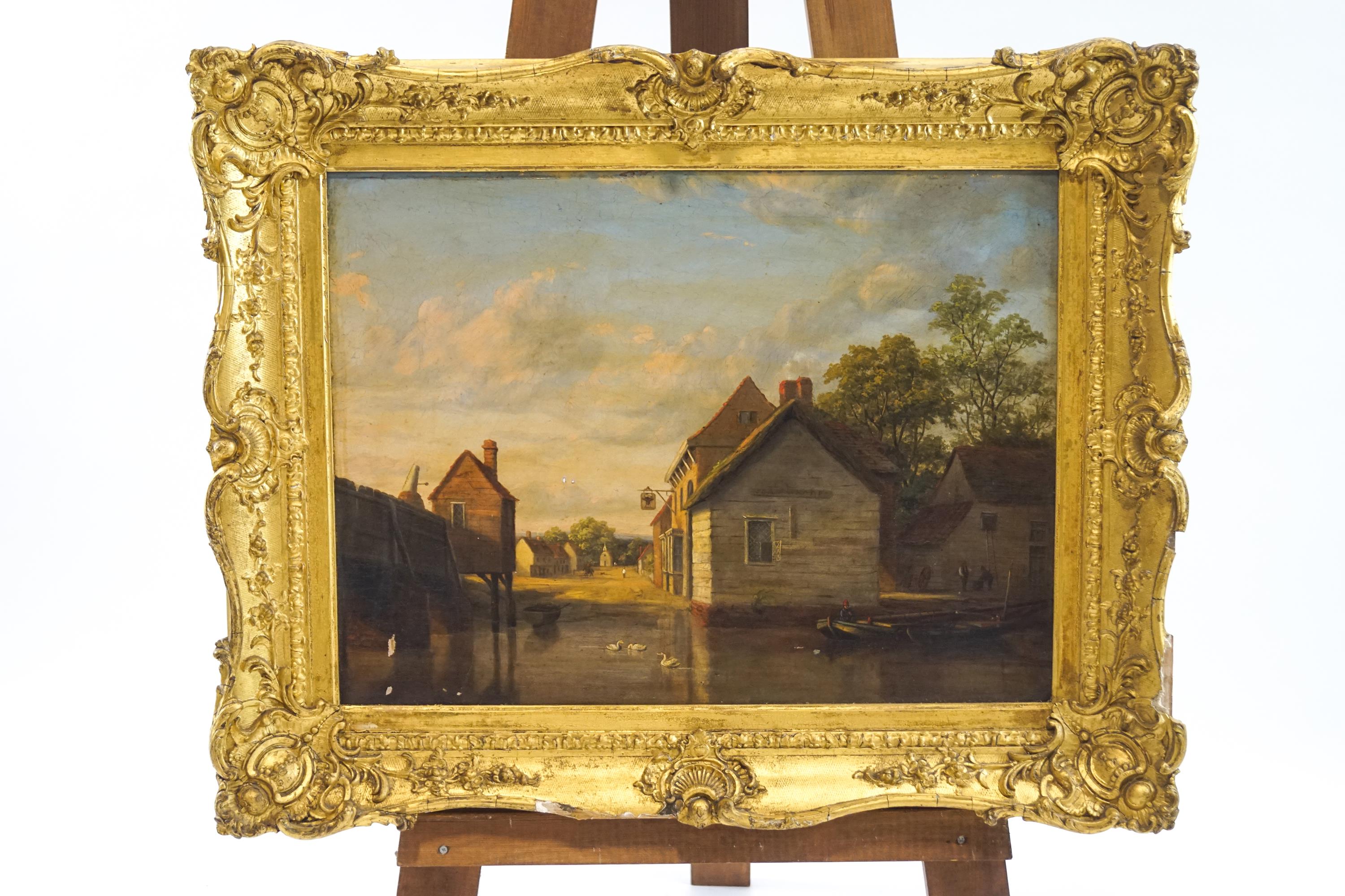 English School, 19th century, Harbour scene, oil on canvas,