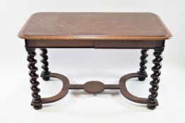 A Victorian mahogany centre table, on barley twist legs,