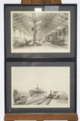 Cheffins, after J C Bourne, The Goods Shed Bristol and Pangbourne Station, lithographs, a pair,