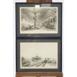 Cheffins, after J C Bourne, The Goods Shed Bristol and Pangbourne Station, lithographs, a pair,