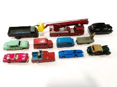 A box of assorted dinky and other model cars,