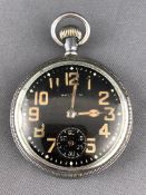 A white metal open face military Waltham pocket watch. Manual wind movement (unexamined) 93.6 grams