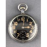 A white metal open face military Waltham pocket watch. Manual wind movement (unexamined) 93.6 grams