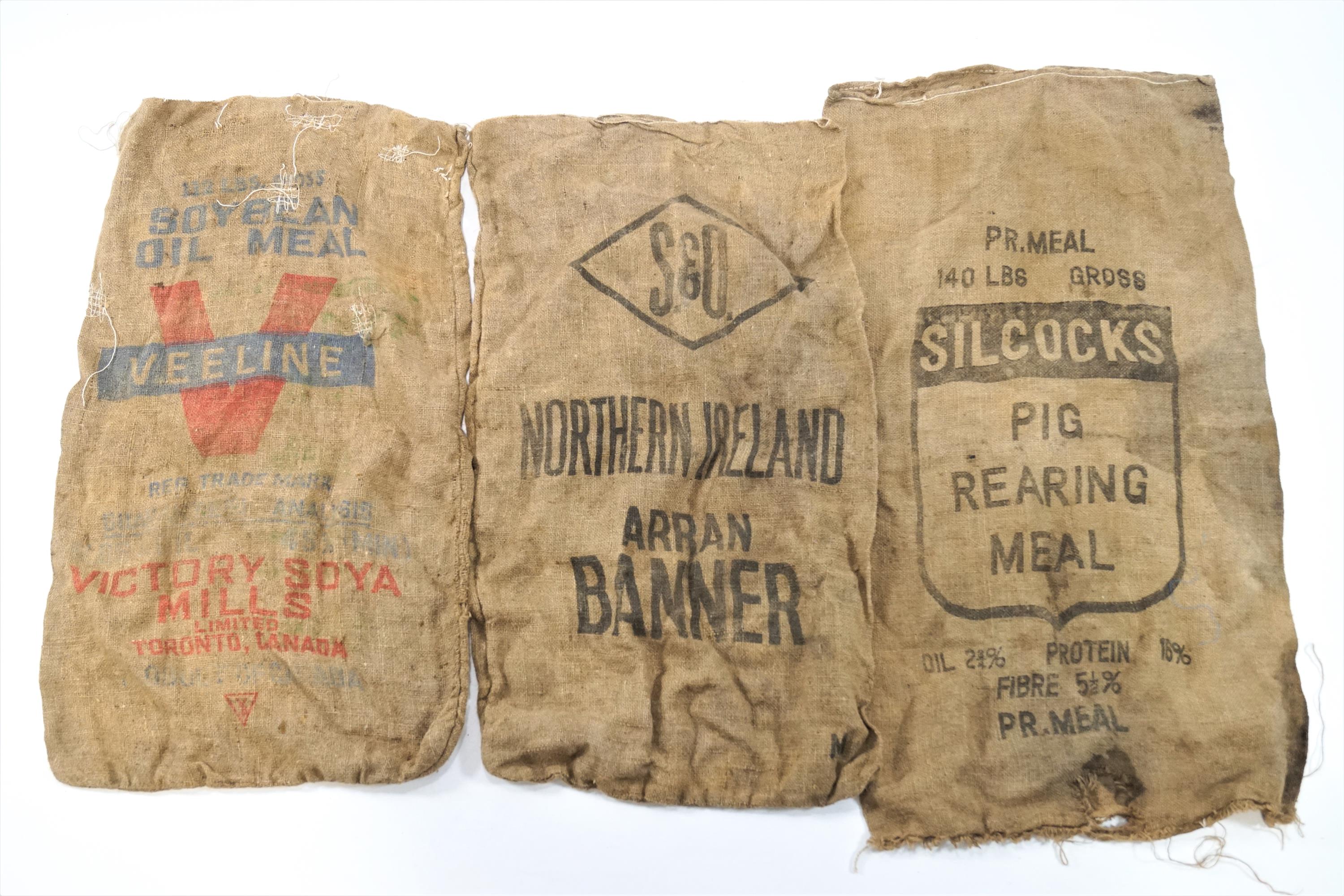 Six vintage hessian feed sacks, - Image 2 of 2