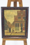 Continental School, Dutch street scene, print on canvas,