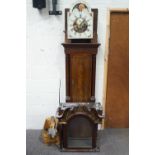 An early nineteenth century mahogany long case clock, the painted arched dial with moon phase,
