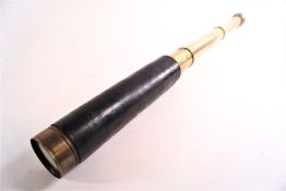 A mahogany and brass three pull telescope signed by G Adams, London, 57cm long,