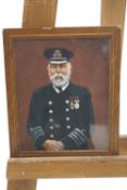English school, Portrait of a Naval Captain, oil on board, 25cm x 19.
