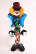 A Murano multi coloured glass figure of a standing clown,