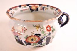 A Masons ironstone imari chamber pot with printed and painted decoration in imari style,