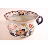 A Masons ironstone imari chamber pot with printed and painted decoration in imari style,