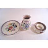 A Poole Pottery floral decorated posy ring, 15cm diameter,