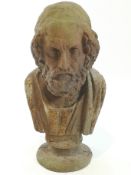 An antique cast iron bust of Homer,