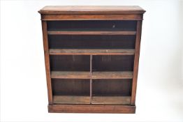 A 19th century and later mahogany standing bookcase, on plinth base, 122cm high, 107cm wide,