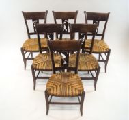 A set of six French fruitwood Art Deco chairs with curved backs,