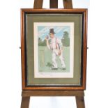 A framed print of a cricketer by 'Kyd' of Lutley, The Pickwick Papers,