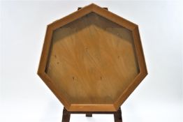 A custom made oak hexagonal wall display cabinet, 90cm diameter,