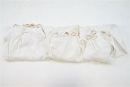 French linen, three curtains made from old bed sheets with embroidered initials,