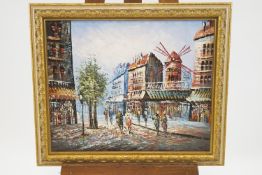 20th century French school, Parisian street scenes, oil on canvas,