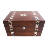 A walnut coromandel wood combination work box and writing slope,
