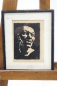 20th century school, portrait of an African American, woodcut dated 1931,