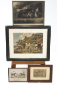 A small collection of 20th century prints (4), Morland after Smith, The Horse Feeder, mezzotint,