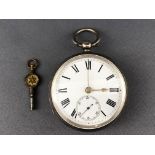 A white metal open face pocket watch. Case reference: 44659.