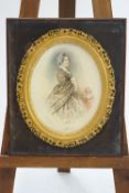 Dickenson Fisher, portrait of a lady, watercolour, signed and dated 1876 lower left,