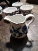 A Meissen blue and white decorated part coffee service, of elongated pointed quatrefoil shape,