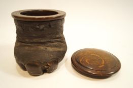 A Rowland Ward, London, Rhino foot caddy box with oak mounts, circa 1900,