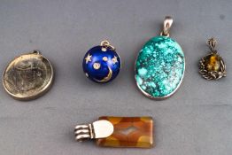 A collection of six pendants of abstract variable designs. Some marked 925 for sterling silver.