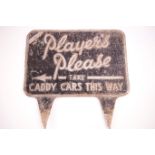 A 1950's 'Players Please' golf peg sign, 'Players please take caddy cart this way',