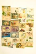 Postcards, greetings - mainly 1905-15, including dates, fantasy, Christmas, Easter, gilded,