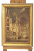 Henry Schafer, Cathedral Interior, signed and dated 1890 bottom right,