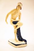 A Royal Dux Art Deco figure of a dancer with matt and gloss glaze,