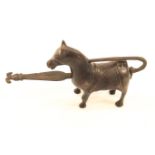 A Chinese bronze padlock in the form of a horse,