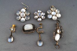 A collection of moonstone jewellery