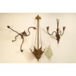 A pair of three branch ceiling lights fitments and another