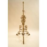 A Victoprian brass telescopic oil lamp converted to electricity,