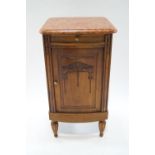 A Continental marble top pot cupboard,