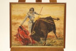 Spanish School, oil on board, Bullfighting scene,
